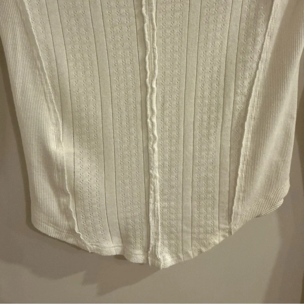 Free People-We The Free Cream Long Sleeve Pointelle Top-Eyes on You-Birch - Picture 10 of 12